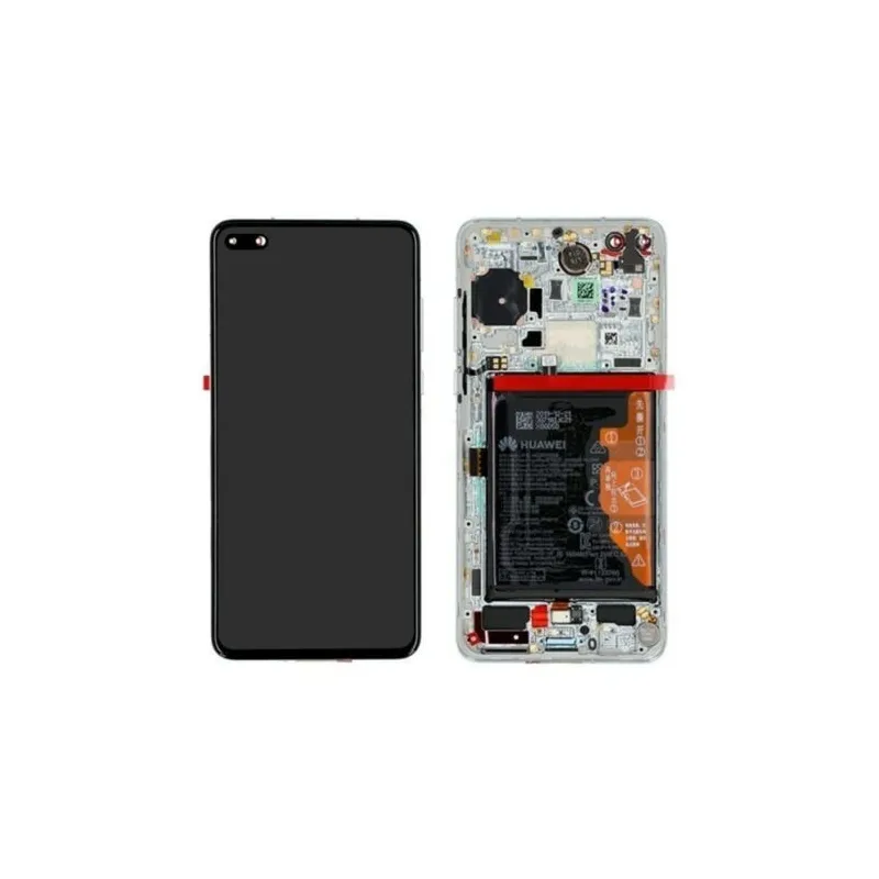 Pantalla para Huawei P40 Con Marco Plata/Blanco (Original Service Pack)