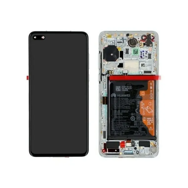 Pantalla para Huawei P40 Con Marco Plata/Blanco (Original Service Pack)