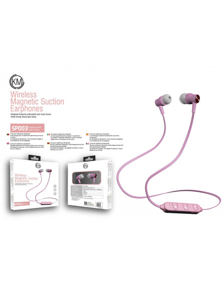 KM-SP003 AURICULARES BLUETOOTH DEPORTIVOS [ROSA]