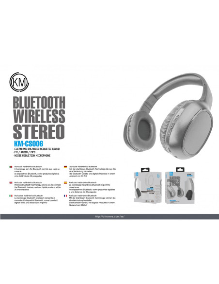 KM-CS006 AURICULARES BLUETOOTH DIADEMAS [GRIS]