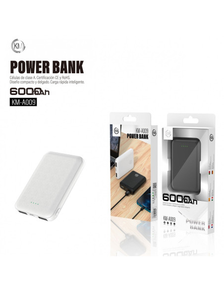 POWER BANK 6000mAh Blanco [KM-A009]