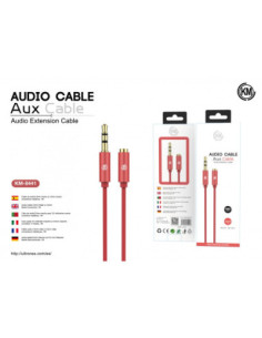 KM-8441 CABLE AUDIO JACK 3.5MM 3PIN MACHO A HEMBRA TPE [ROJO] 2
