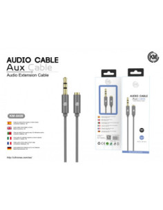KM-8439 CABLE AUDIO JACK 3.5MM 3PIN MACHO A HEMBRA TPE [GRIS] 2