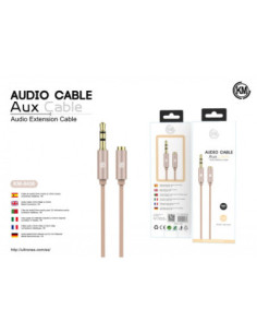 KM-8438 CABLE AUDIO JACK 3.5MM 3PIN MACHO A HEMBRA TPE [DORADO] 2