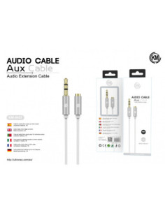 KM-8437 CABLE AUDIO JACK 3.5MM 3PIN MACHO A HEMBRA TPE [BLANCO] 2