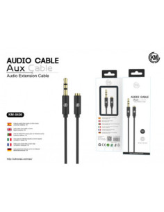 KM-8436 CABLE AUDIO JACK 3.5MM 3PIN MACHO A HEMBRA TPE [NEGRO] 2