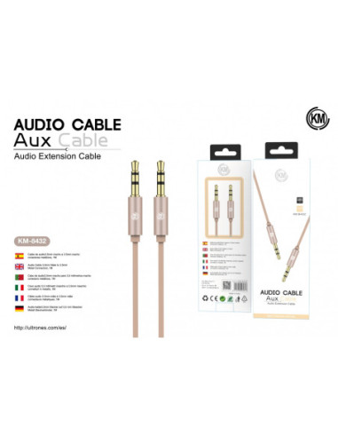 KM-8432 CABLE AUDIO JACK 3.5MM 3PIN MACHO A MACHO [DORADO]