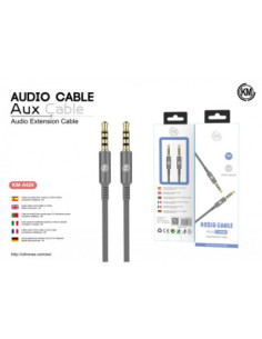 KM-8428 CABLE AUDIO JACK 3.5MM 4PIN MACHO A MACHO [GRIS] 2