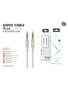 KM-8425 CABLE AUDIO JACK 3.5MM 4PIN MACHO A MACHO [BLANCO] 2