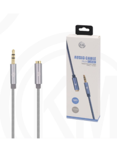 KM-8423 CABLE AUDIO JACK 3.5MM 3PIN MACHO A HEMBRA NYLON [PLATA] 2