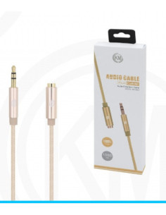 KM-8422 CABLE AUDIO JACK 3.5MM 3PIN MACHO A HEMBRA NYLON [DORADO] 2