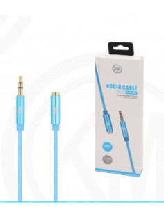 KM-8421 CABLE AUDIO JACK 3.5MM 3PIN MACHO A HEMBRA NYLON [AZUL] 2
