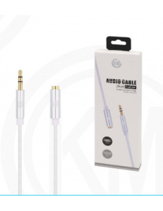 KM-8419 CABLE AUDIO JACK 3.5MM 3PIN MACHO A HEMBRA NYLON [BLANCO] 2