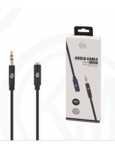 KM-8418 CABLE AUDIO JACK 3.5MM 3PIN MACHO A HEMBRA NYLON [NEGRO] 2