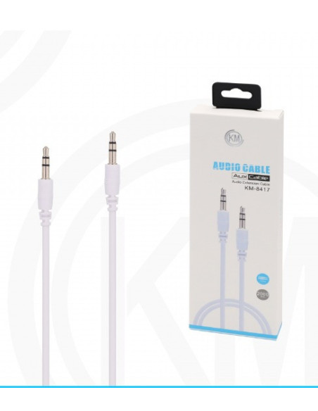 KM-8417 CABLE AUDIO JACK 3.5MM 3PIN MACHO A MACHO 2M [BLANCO]