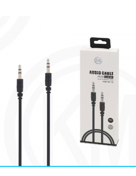 KM-8416 CABLE AUDIO JACK 3.5MM 3PIN MACHO A MACHO 2M [NEGRO]