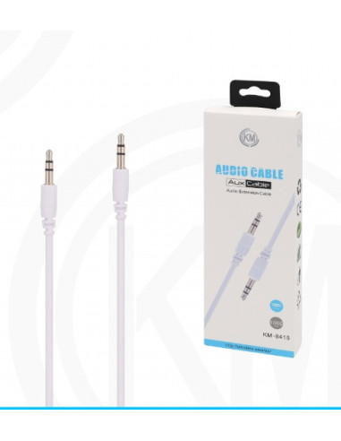 KM-8415 CABLE AUDIO JACK 3.5MM 3PIN MACHO A MACHO 1M [BLANCO]