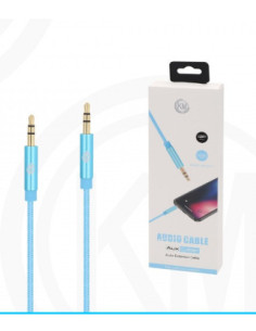 KM-8411 CABLE AUDIO JACK 3.5MM 3PIN MACHO A MACHO NYLON [AZUL] 2