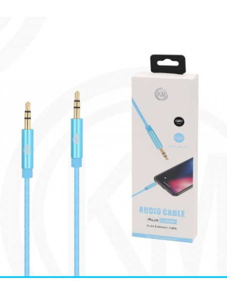KM-8411 CABLE AUDIO JACK 3.5MM 3PIN MACHO A MACHO NYLON [AZUL]