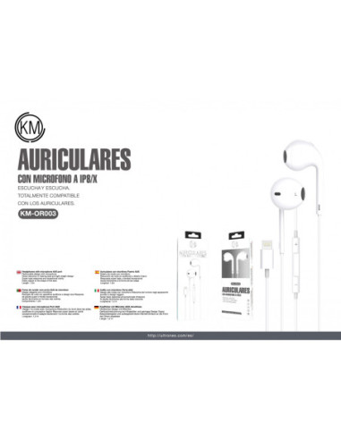 KM-OR003 AURICULARES CABLE LIGHTNING BLUETOOTH