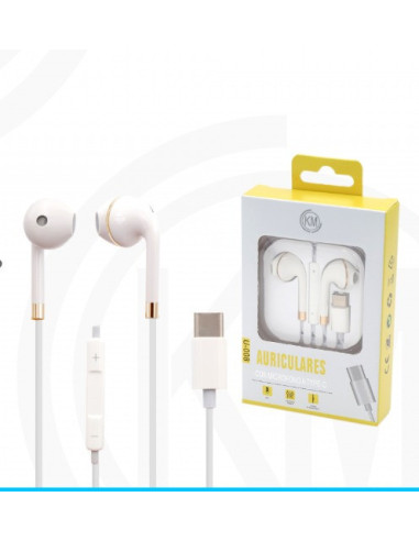 KM-U008 AURICULARES CABLE TYPE-C Oro(Funciona Para Version Vieja)