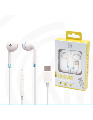 KM-U008 AURICULARES CABLE TYPE-C Azul(Funciona Para Version Vieja)