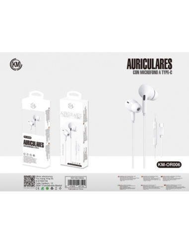 KM-OR006 AURICULARES IN-EAR CABLE TYPE-C [BLANCO]