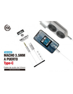 KM-8406 ADAPTADOR CABLE TYPE-C MACHO A MACHO JACK 3.5MM 3PIN 2