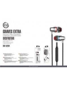 KM-U204 AURICULARES IN-EAR CABLE JACK 3.5MM [PLATA] 2