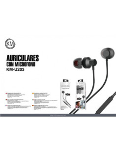 KM-U203 AURICULARES IN-EAR CABLE JACK 3.5MM [NEGRO] 2