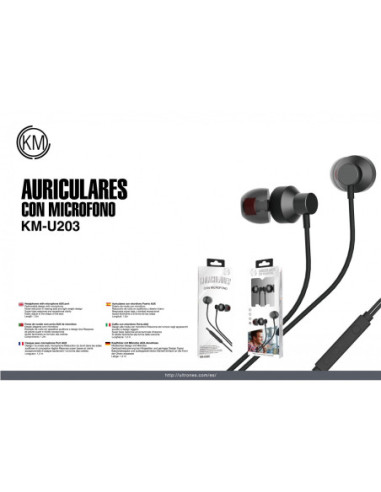 KM-U203 AURICULARES IN-EAR CABLE JACK 3.5MM [NEGRO]