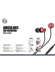 KM-U202 AURICULARES IN-EAR CABLE JACK 3.5MM [ROJO] 2