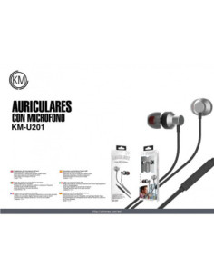 KM-U201 AURICULARES IN-EAR CABLE JACK 3.5MM [PLATA] 2