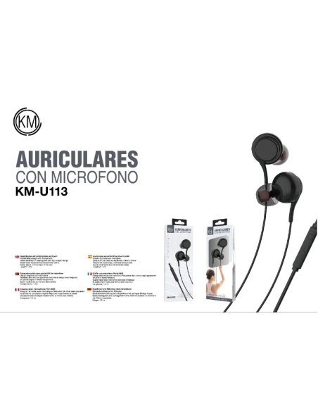 KM-U113 AURICULARES IN-EAR CABLE JACK 3.5MM [NEGRO]