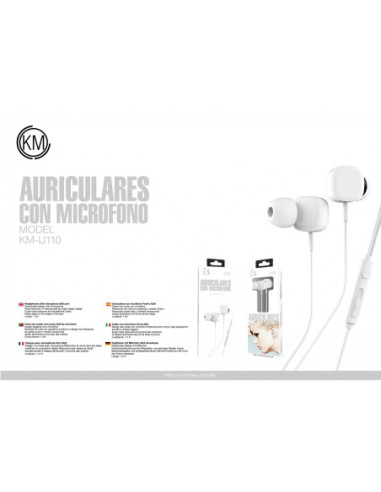 KM-U110 AURICULARES IN-EAR CABLE JACK 3.5MM [BLANCO]
