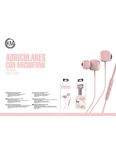KM-U108 AURICULARES IN-EAR CABLE JACK 3.5MM [ROSA]