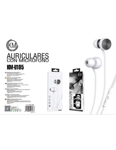 KM-U105 AURICULARES IN-EAR CABLE JACK 3.5MM [NEGRO]