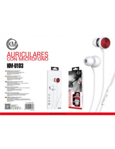 KM-U103 AURICULARES IN-EAR CABLE JACK 3.5MM [ROJO] 2