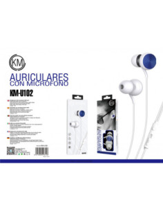 KM-U102 AURICULARES IN-EAR CABLE JACK 3.5MM [AZUL] 2