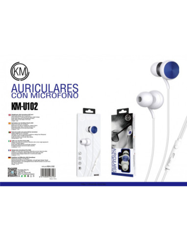 KM-U102 AURICULARES IN-EAR CABLE JACK 3.5MM [AZUL]
