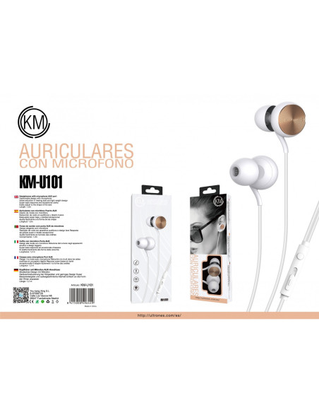 KM-U101 AURICULARES IN-EAR CABLE JACK 3.5MM [DORADO]