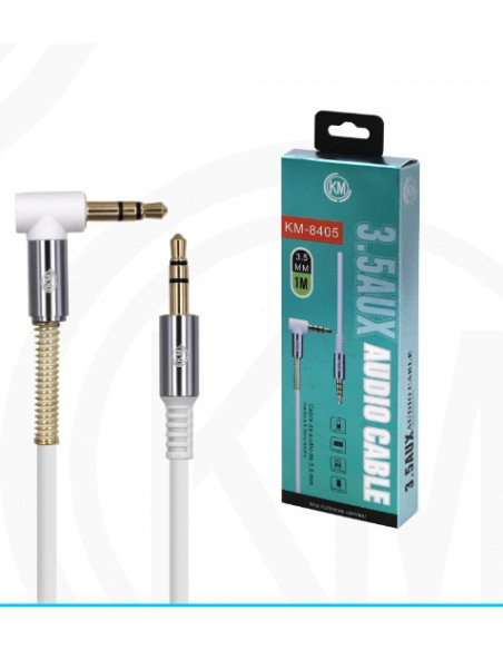 KM-8405 CABLE AUDIO JACK 3.5MM 3PIN MACHO A MACHO [BLANCO]