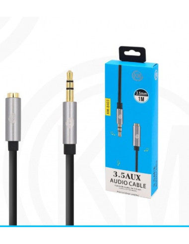 KM-8403 CABLE AUDIO JACK 3.5MM 3PIN MACHO A HEMBRA 1M