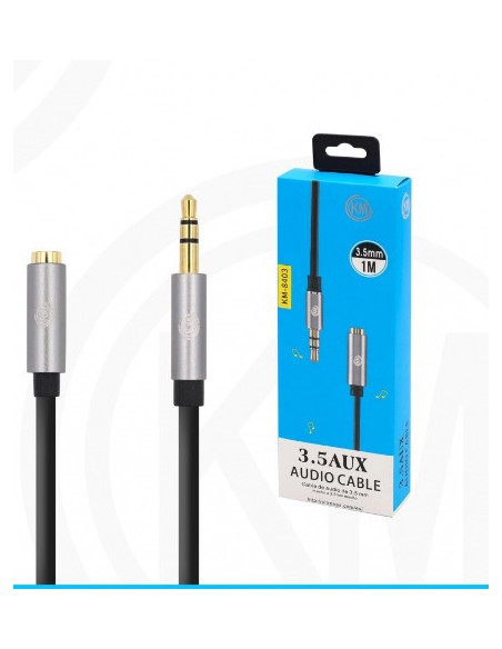 KM-8403 CABLE AUDIO JACK 3.5MM 3PIN MACHO A HEMBRA 1M