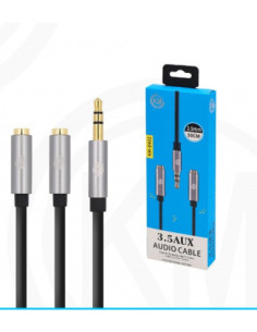 KM-8402 CABLE AUDIO JACK 3.5MM 3PIN MACHO A 2*HEMBRA 50CM 2