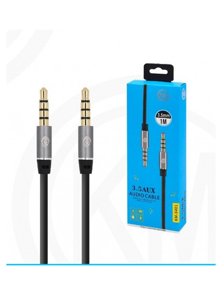 KM-8401 CABLE AUDIO JACK 3.5MM 4PIN MACHO A MACHO 1M