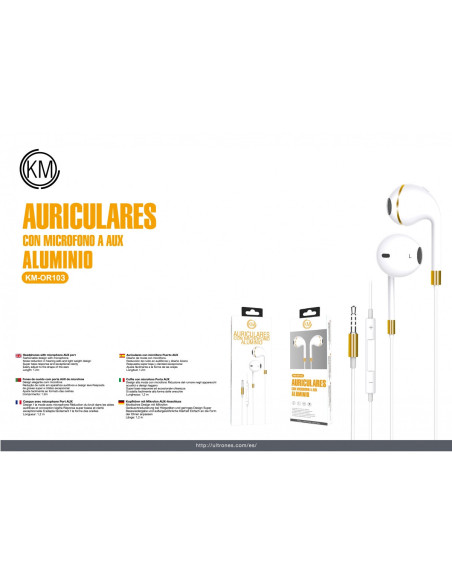 KM-OR103 AURICULARES CABLE JACK 3.5MM [DORADO]