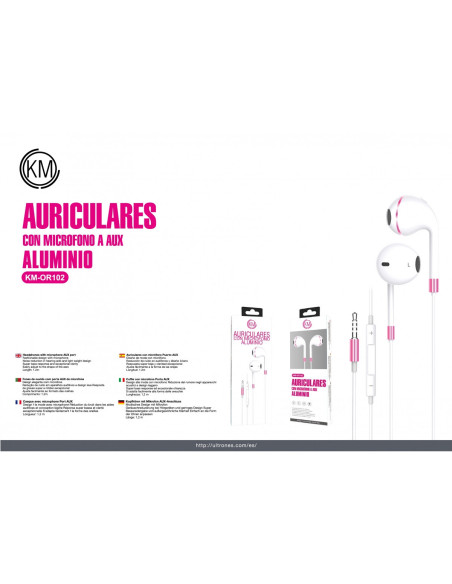 KM-OR102 AURICULARES CABLE JACK 3.5MM [ROSA]