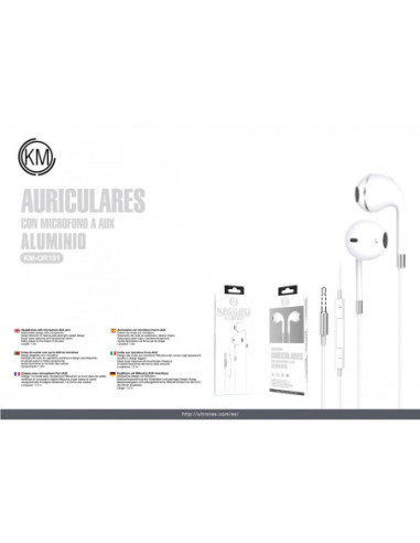 KM-OR101 AURICULARES CABLE JACK 3.5MM [PLATA]