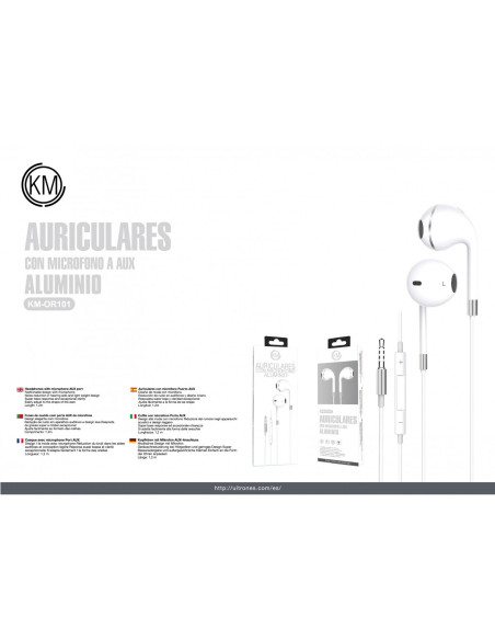 KM-OR101 AURICULARES CABLE JACK 3.5MM [PLATA]